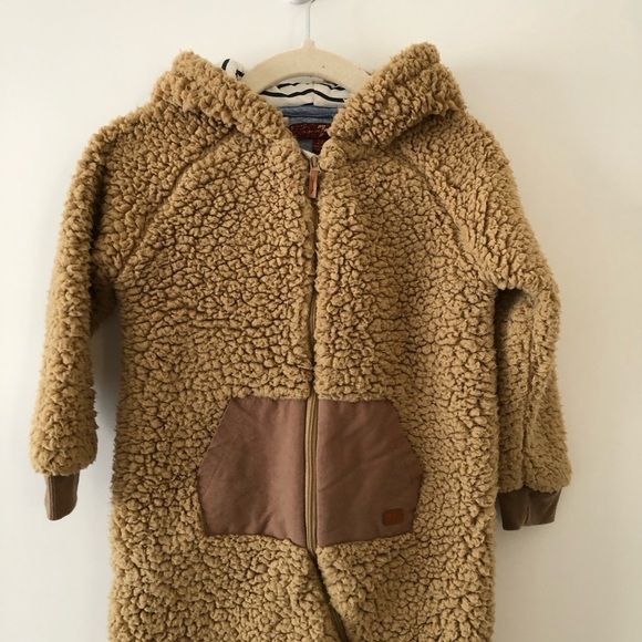 7 For All Mankind Baby Brown Sherpa Jumpsuit 24M - Picture 3 of 9